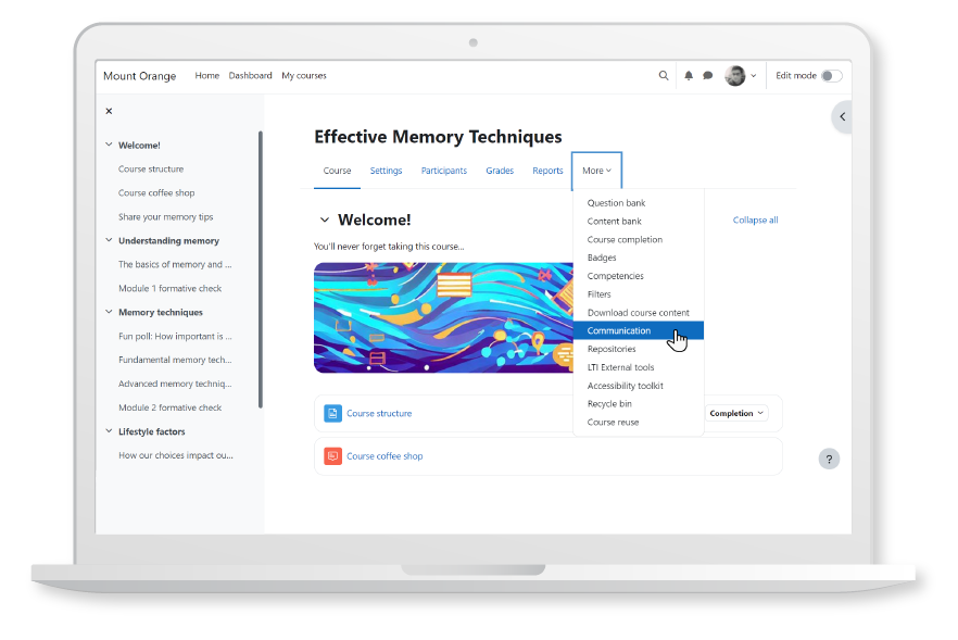 Launching the in-course communication options helps educators and learners stay connected.